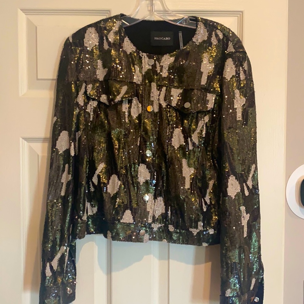 Dolce Cabo Sequined Camouflage Jacket Size M